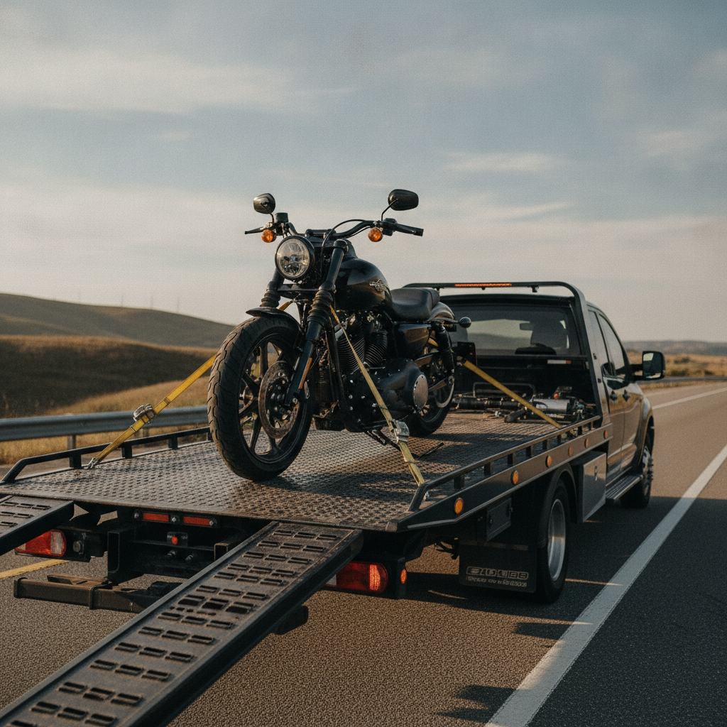 motorcycle towing -  no people or no text